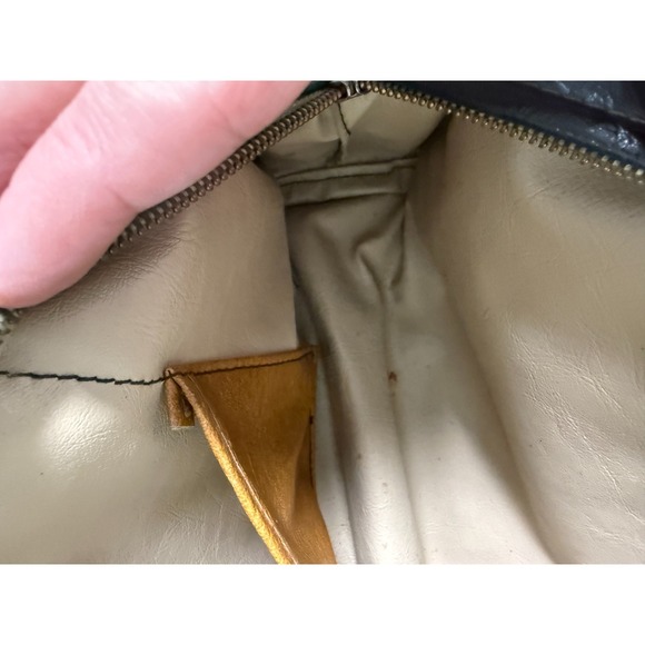 VTG 60's Mod Vinyl Satchel Handbag Multicolor Stripe Design GrannieCore - Picture 10 of 10